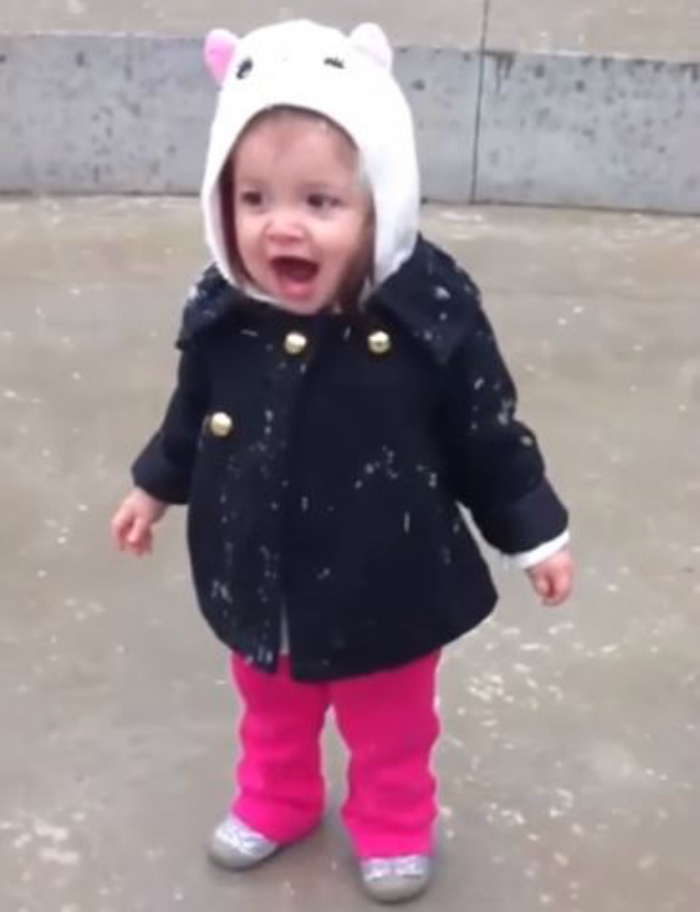 iris is surprised at snow