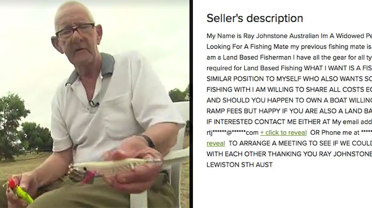 Ray Johnstone ad for fishing mate