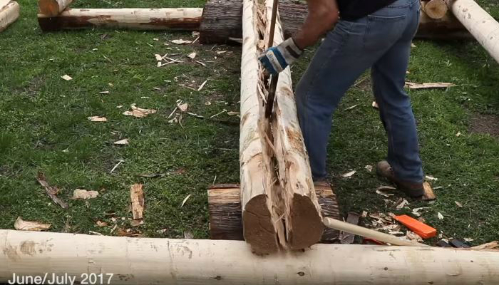chopping log