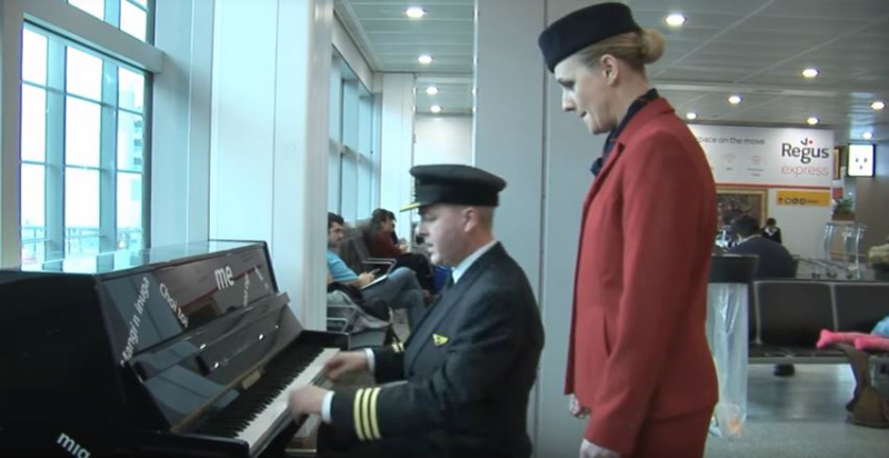 pilot plays piano