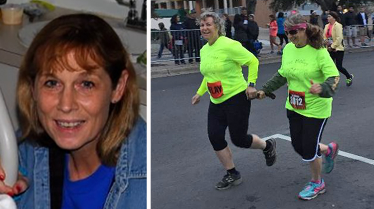 woman portrait and running woman in neon yellow