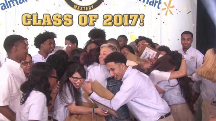Ellen gives college scholarships to entire senior class