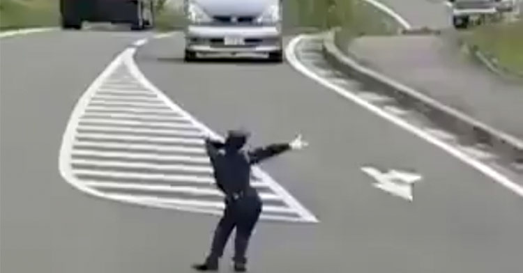 dancing traffic cop