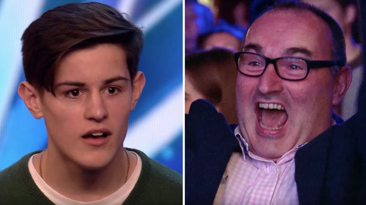 shocked teen and man in suit screaming