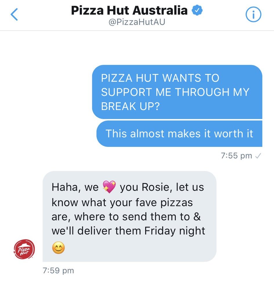 pizza hut dm about breakup