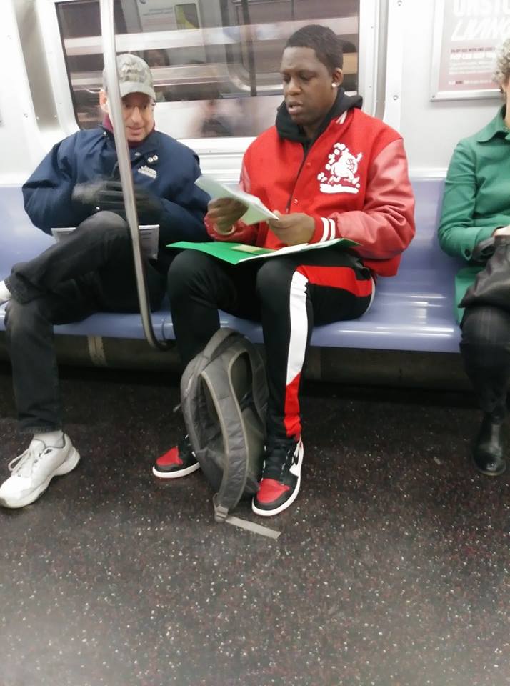 A man seated on a subway in New York was trying to figure out fractions so he could help his son do better in math. He was seated next to a complete stranger, who happened to be a former math teacher, and helped him work through problems during the ride to Brooklyn. Denise Wilson took a photo of the two and it's since gone viral.
