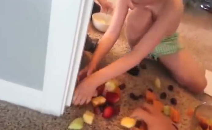 Young Cayden can't seem to keep his grip on a bowl of fruit he wanted to surprise his mom with on Mother's Day back in 2013 and does spills the entire thing not once, but twice. The family submitted the clip to America's Funniest Home Videos and walked away with $10,000 in prize money.