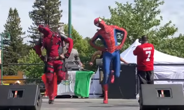 Deadpool and Spiderman dance collaboration