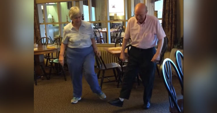 elderly couple uptown funk dance