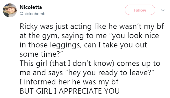 nicolette gym tweet