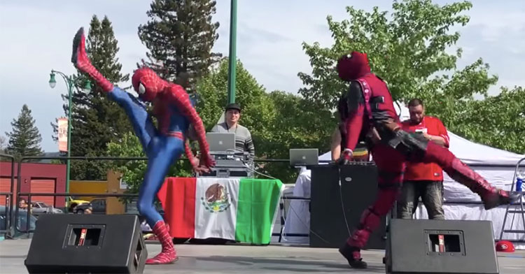 spider-man and deadpool dance