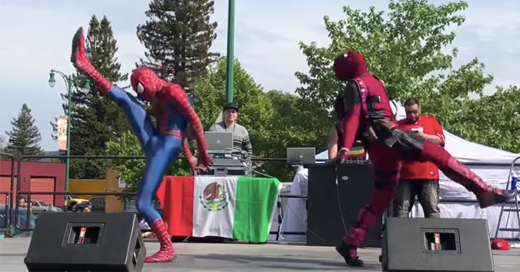spider-man and deadpool dance