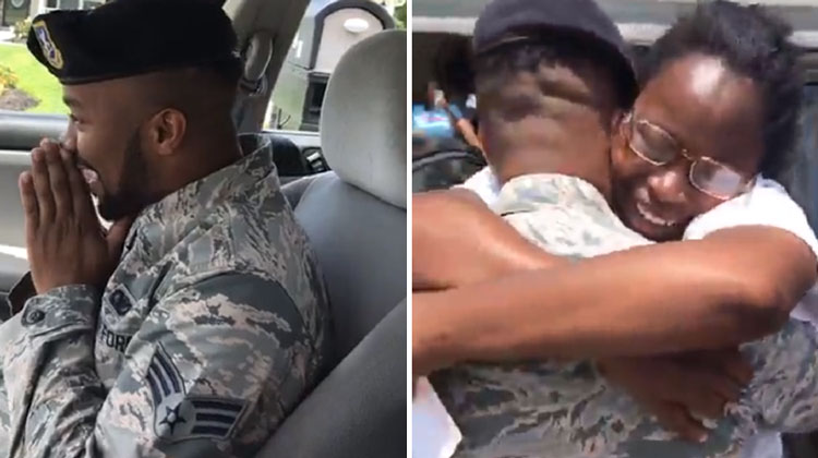 airman hugging mom