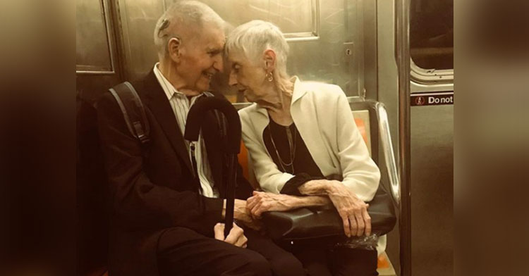 elderly couple subway