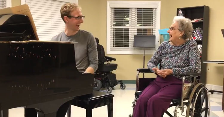 grandson plays piano with 88-year-old