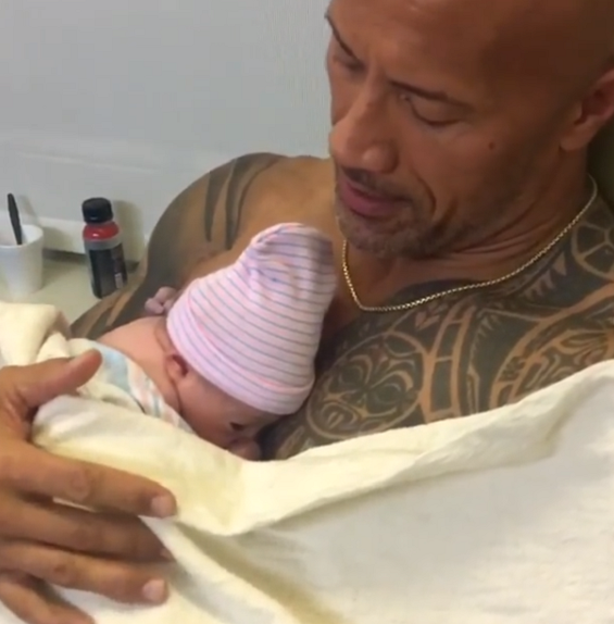 the rock meme with baby