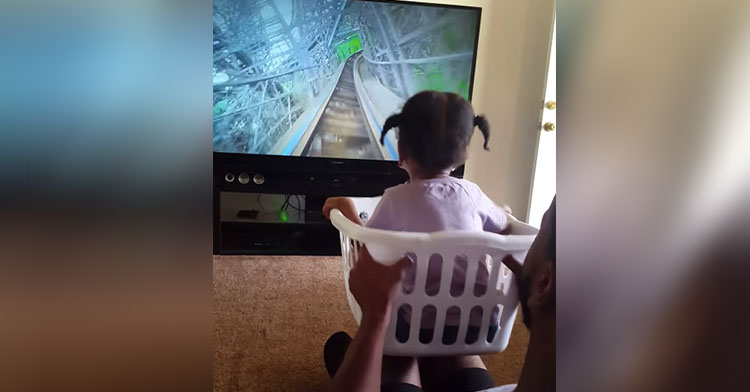 Dad Mimics Roller Coaster With TV & Laundry Basket - InspireMore