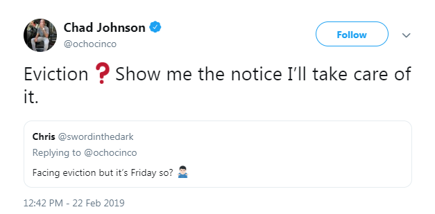 chad johnson eviction tweet