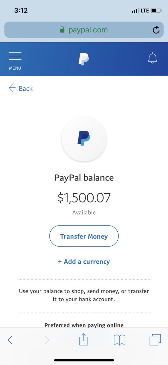 paypal balance screenshot