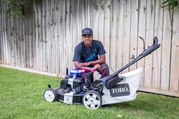mowing with cops