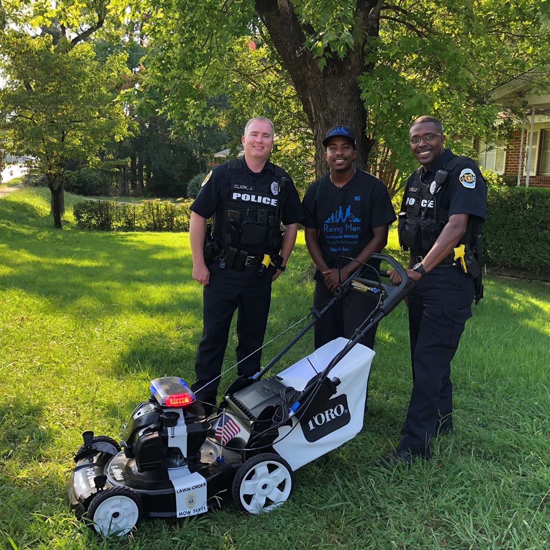 mowing with cops