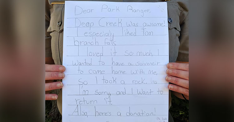 girl returns rock park