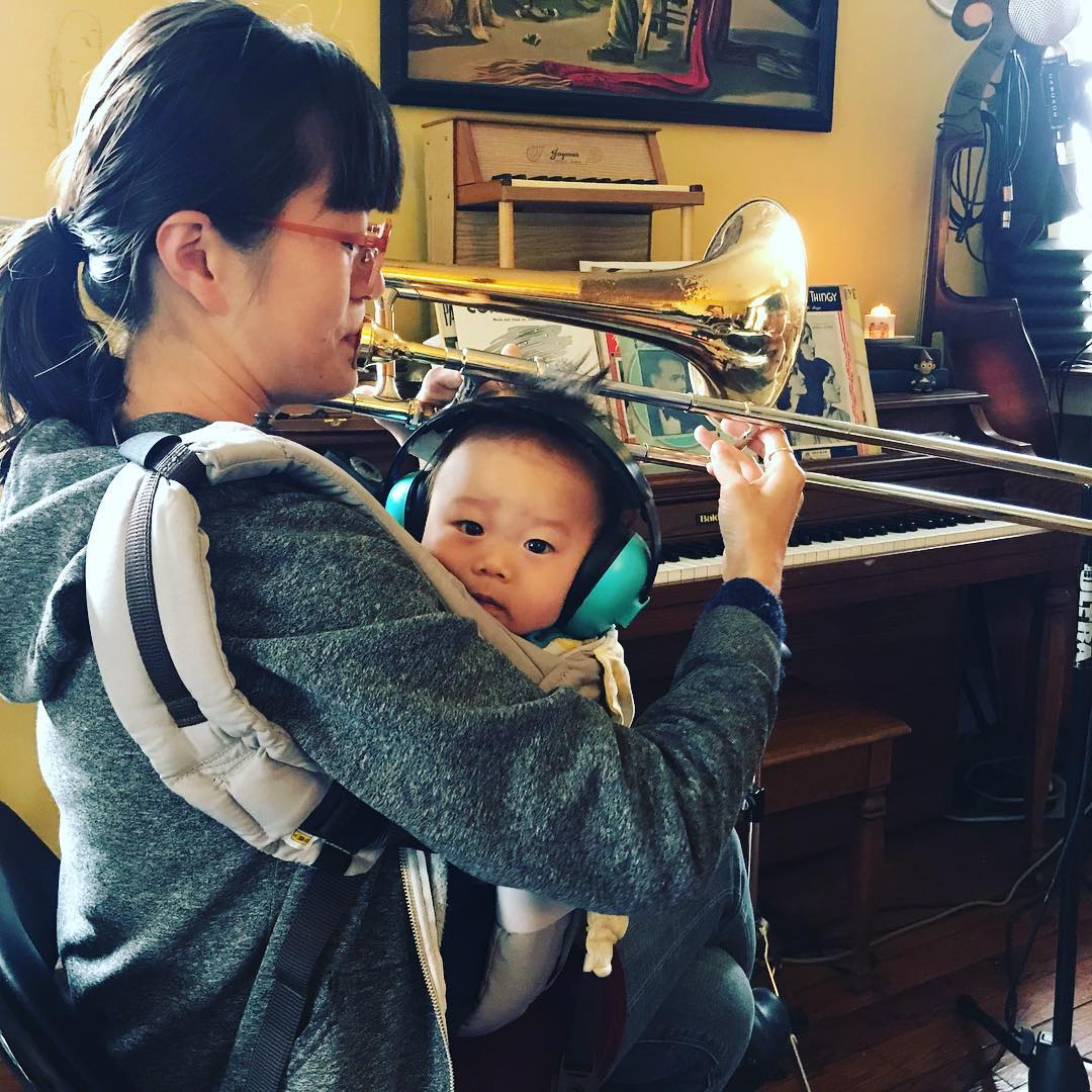 mother son and trombone