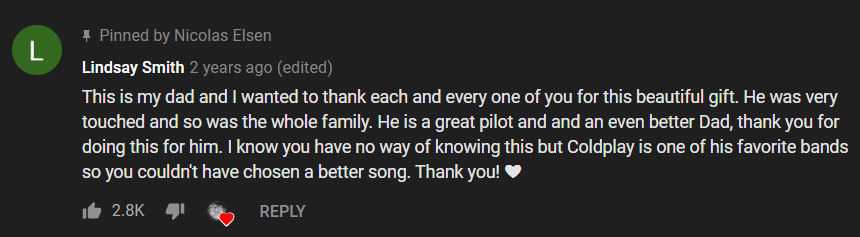 lindsay's youtube comment