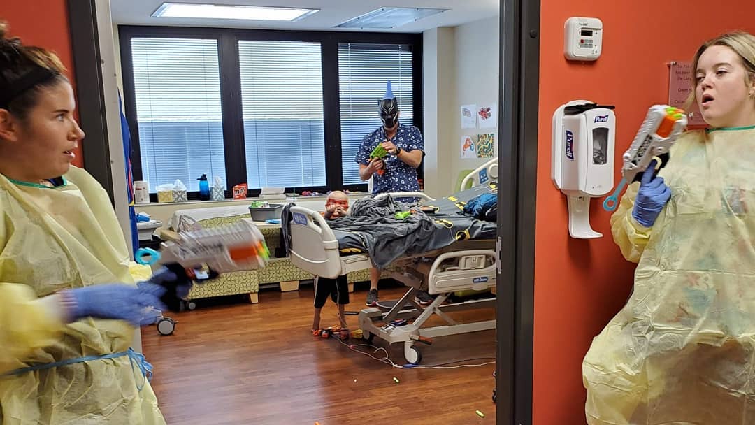 hospital nerf gun fight