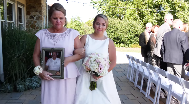 ally walks down aisle