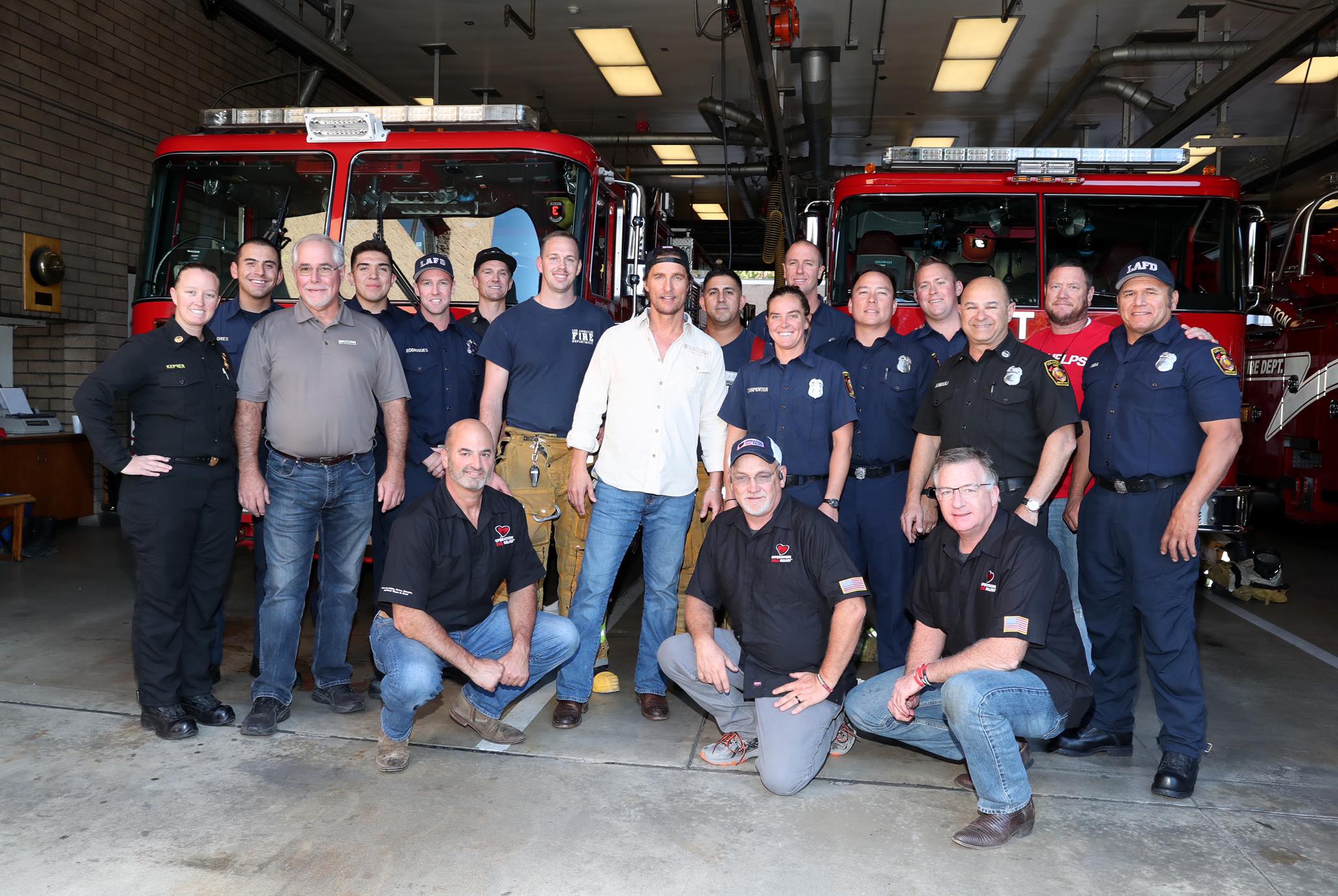 Matthew McConaughey and firefighters