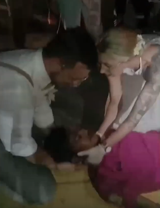 newlyweds help injured motorcyclist