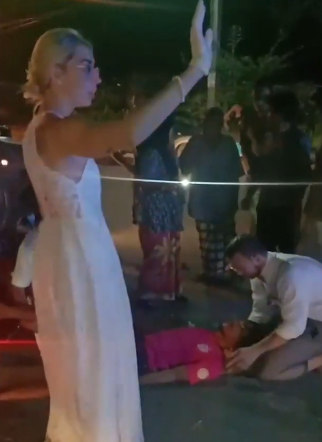 newlyweds help injured motorcyclist