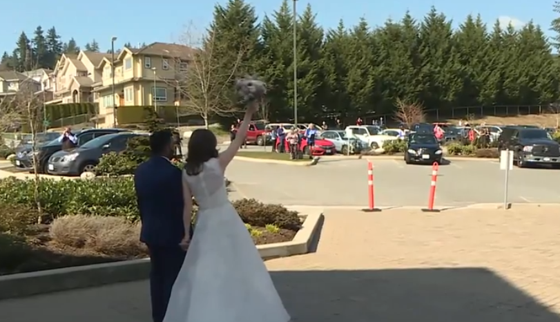 wedding in parking lot