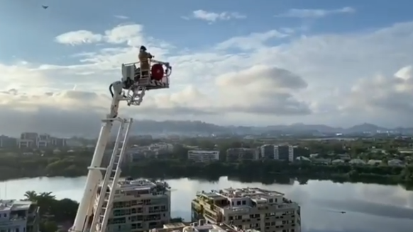 firefighter plays trumpet brazil