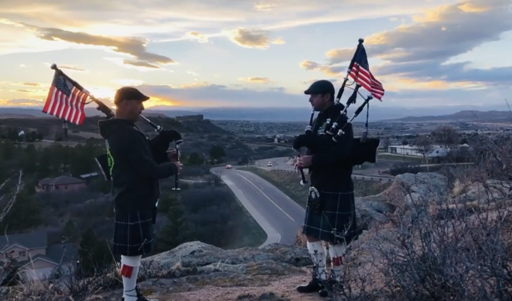 sunset solidarity bagpipes