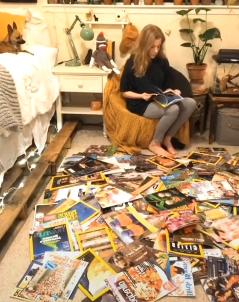 madeline with magazines