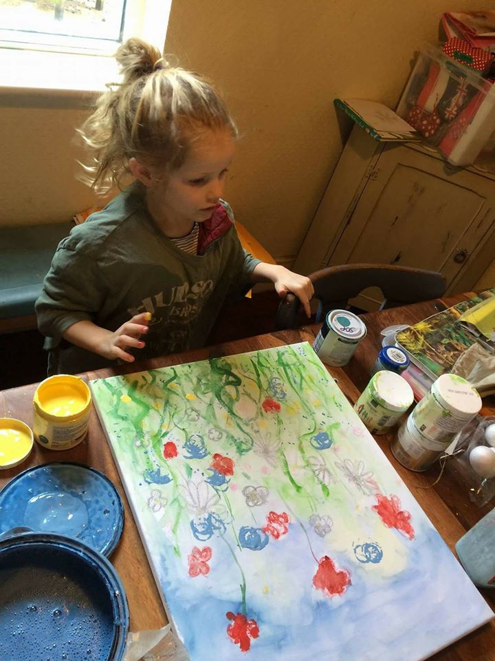 daisy painting at 6 years old