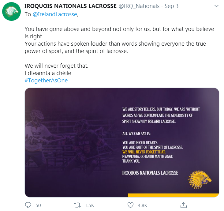 iroquois nationals tweet