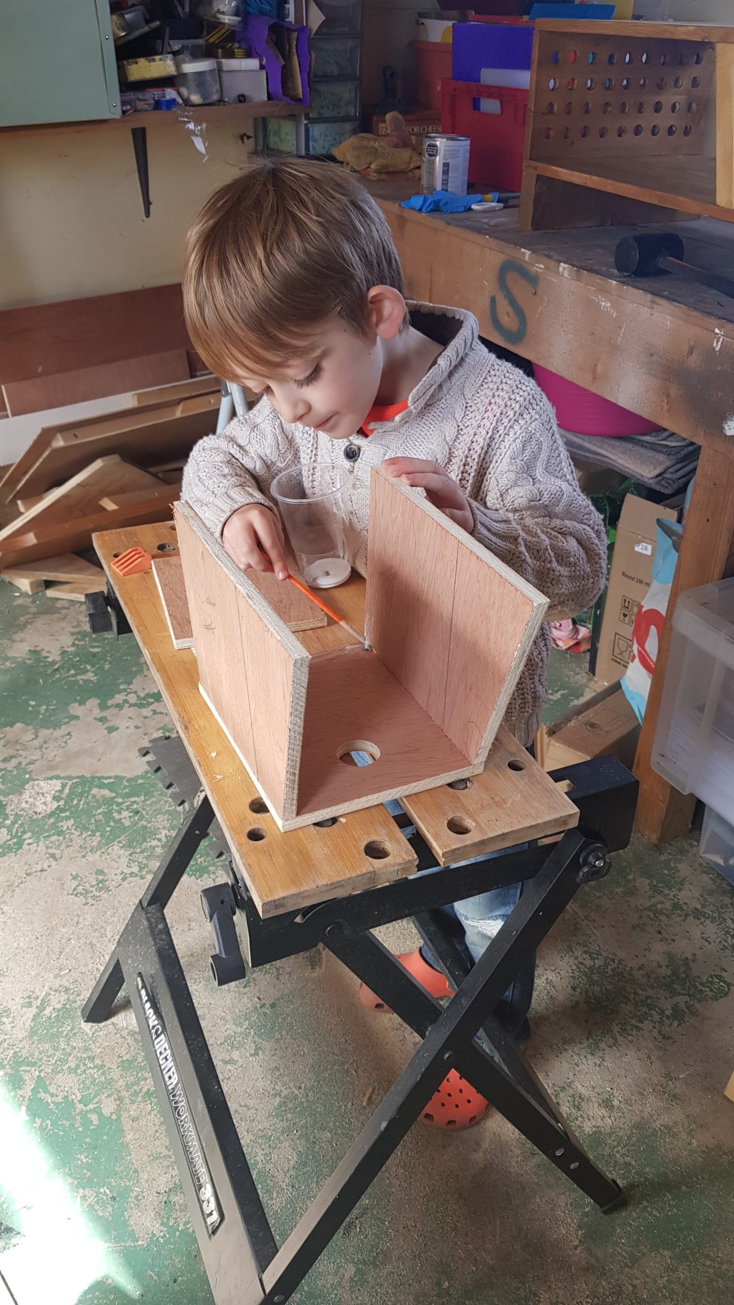 heath builds birdhouse