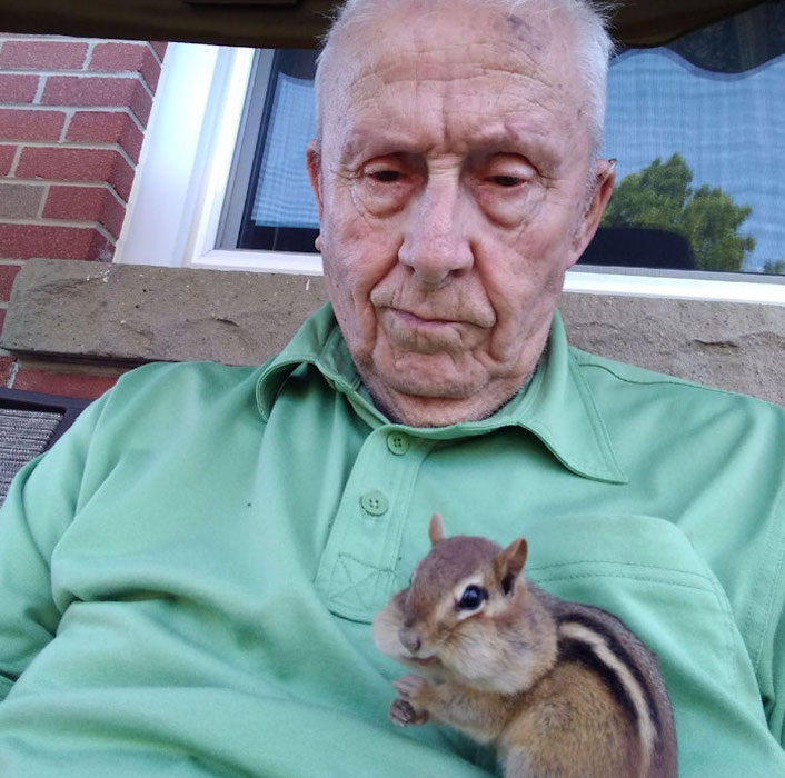 grandpa and squirrel selfie