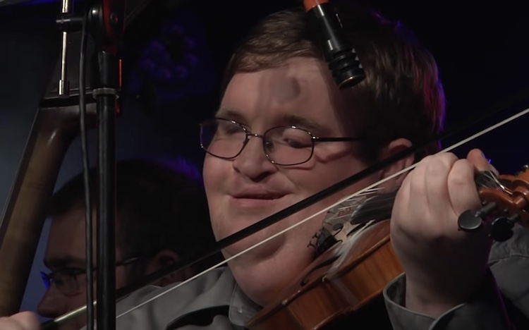 blind man playing fiddle
