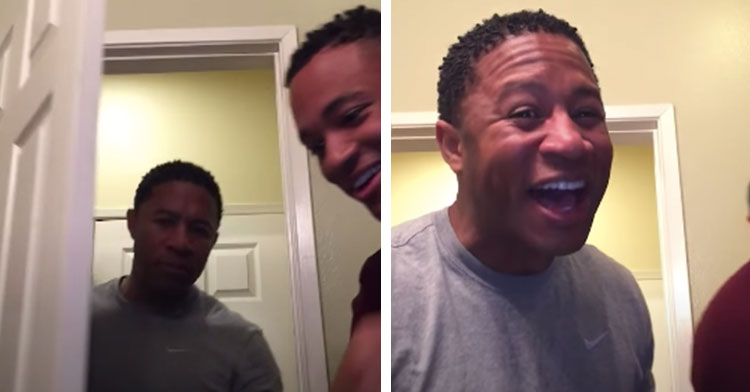 dad walks into room and then his face lights up