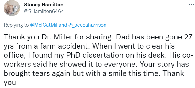 SHamilton6464 tweet about her dad