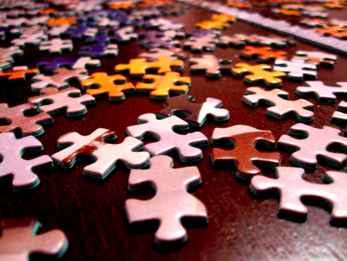 puzzle pieces on table