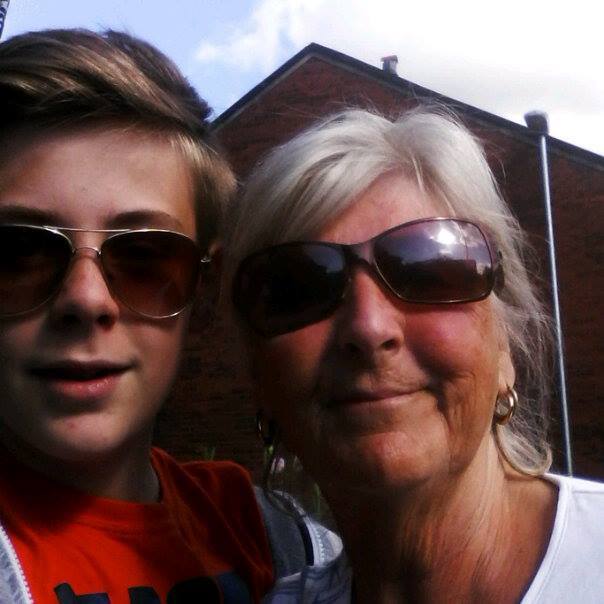 teenage boy and mom wearing sunglasses