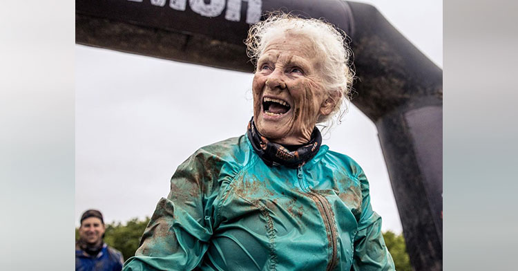 grandma completing tough mudder