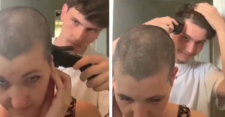 teen shaves mom's head and then his own