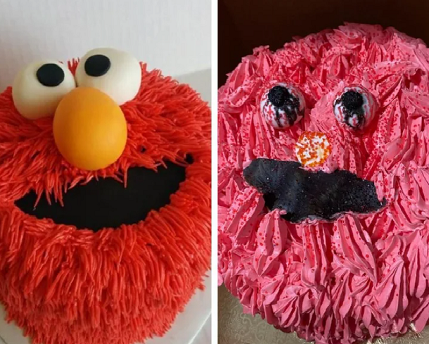 bad cake design of Elmo