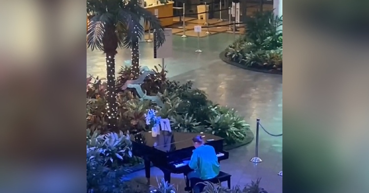 healthcare worker playing piano